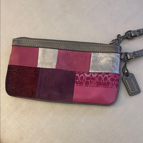 EUC Coach Patchwork Wristlet - Pink and Silver - Picture 3 of 5